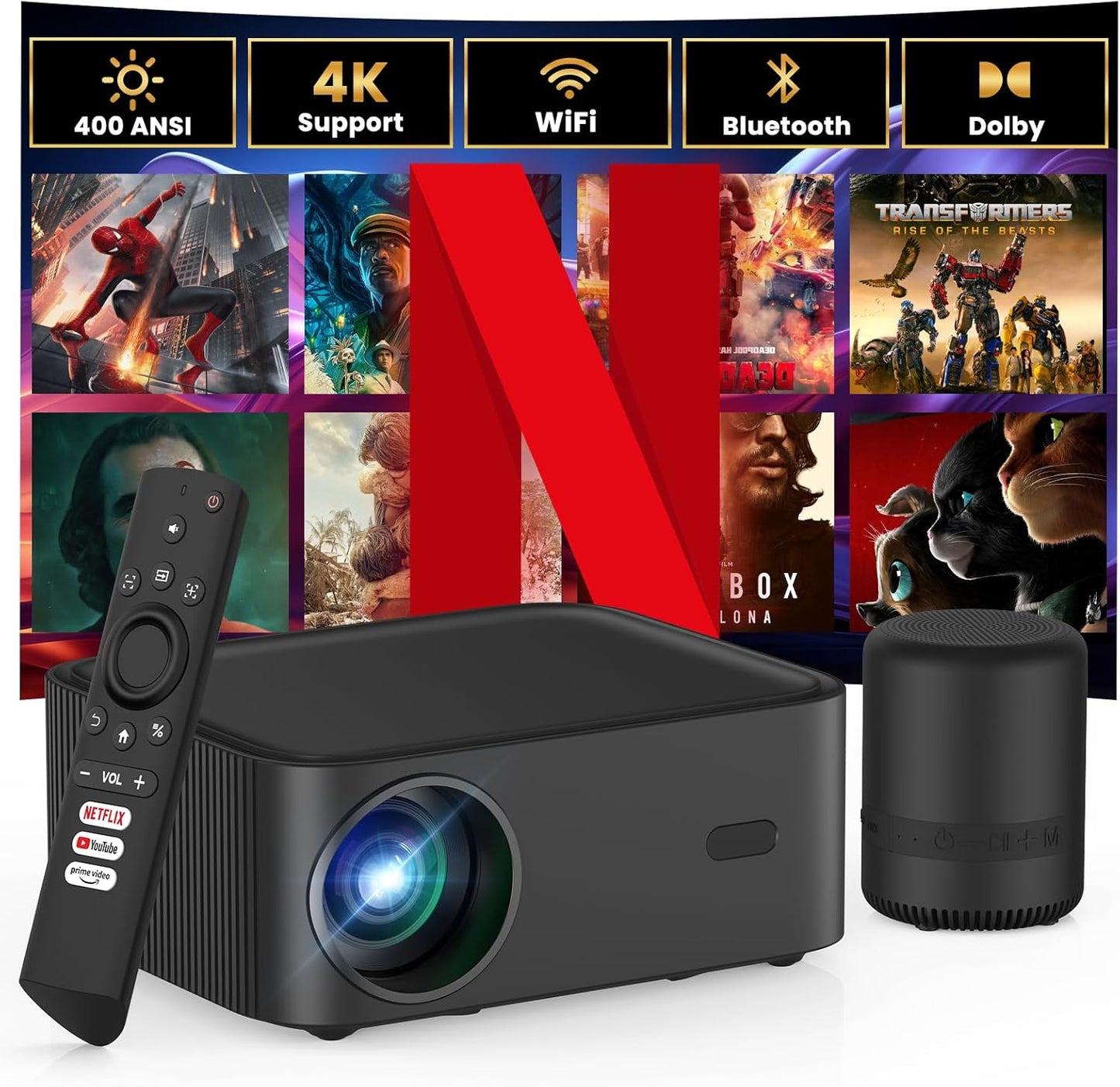 HAPPRUN Smart Projector: Netflix-Licensed FHD Bliss