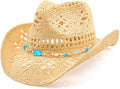 Cowboy Hat Straw Wide Brim with Shapeable Brim - Classic Western Style