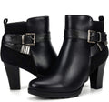 Women's Zipper Booties Chunky 3in Heel Ankle Boots - Buckle Detail