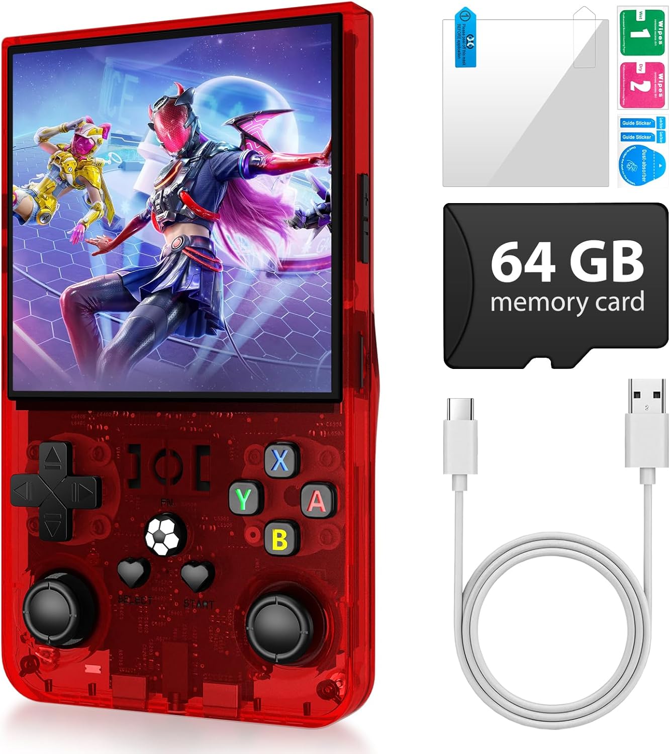 R36 Max Retro Gaming Console with 4.0ft' Screen and 64G TF Card