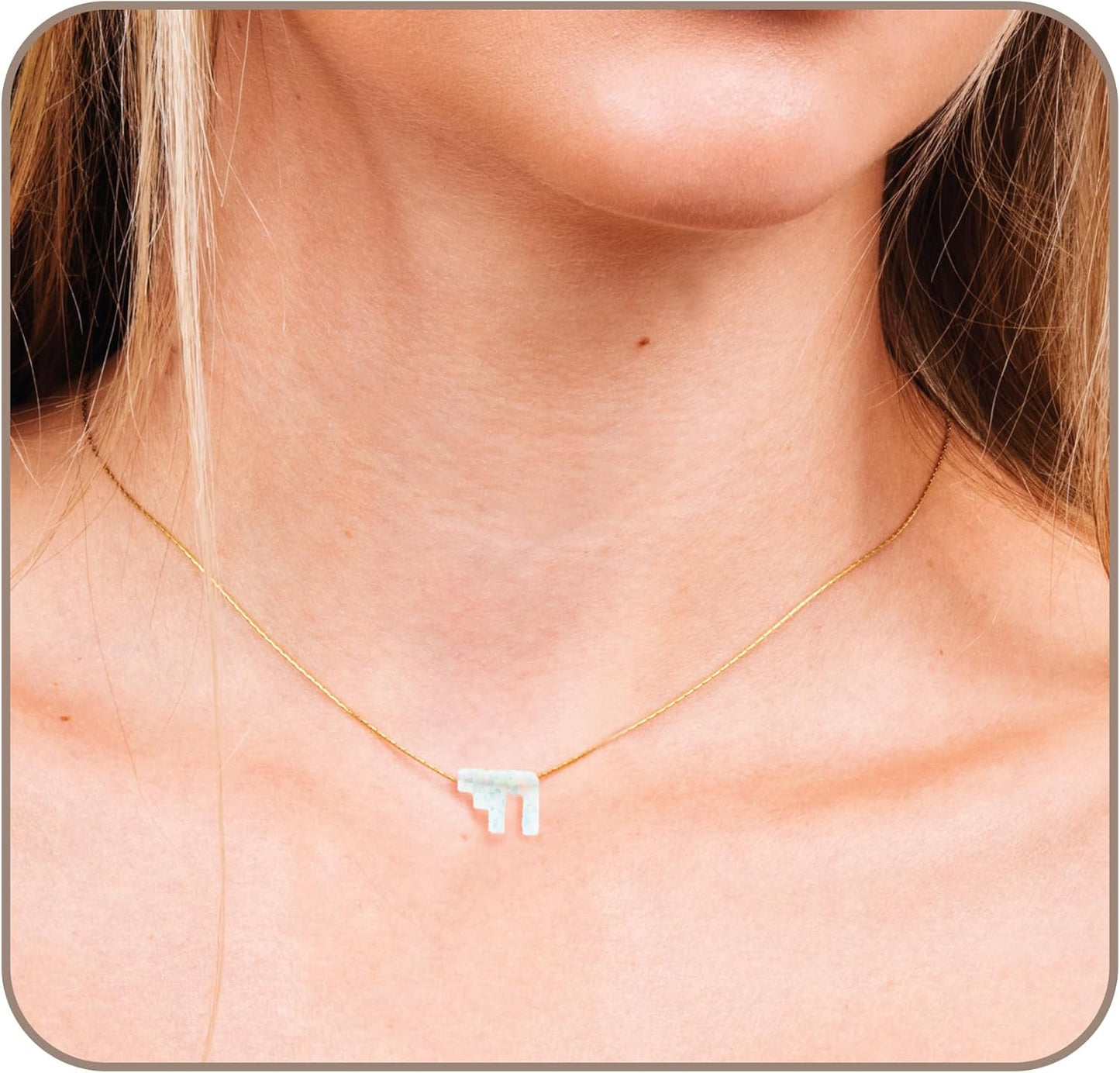 Chai Necklace - Handmade Blue or White Opal Jewelry from Israel