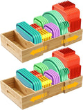 Expandable Food Container Lid Organizer 2 Pack - Adjustable Bamboo