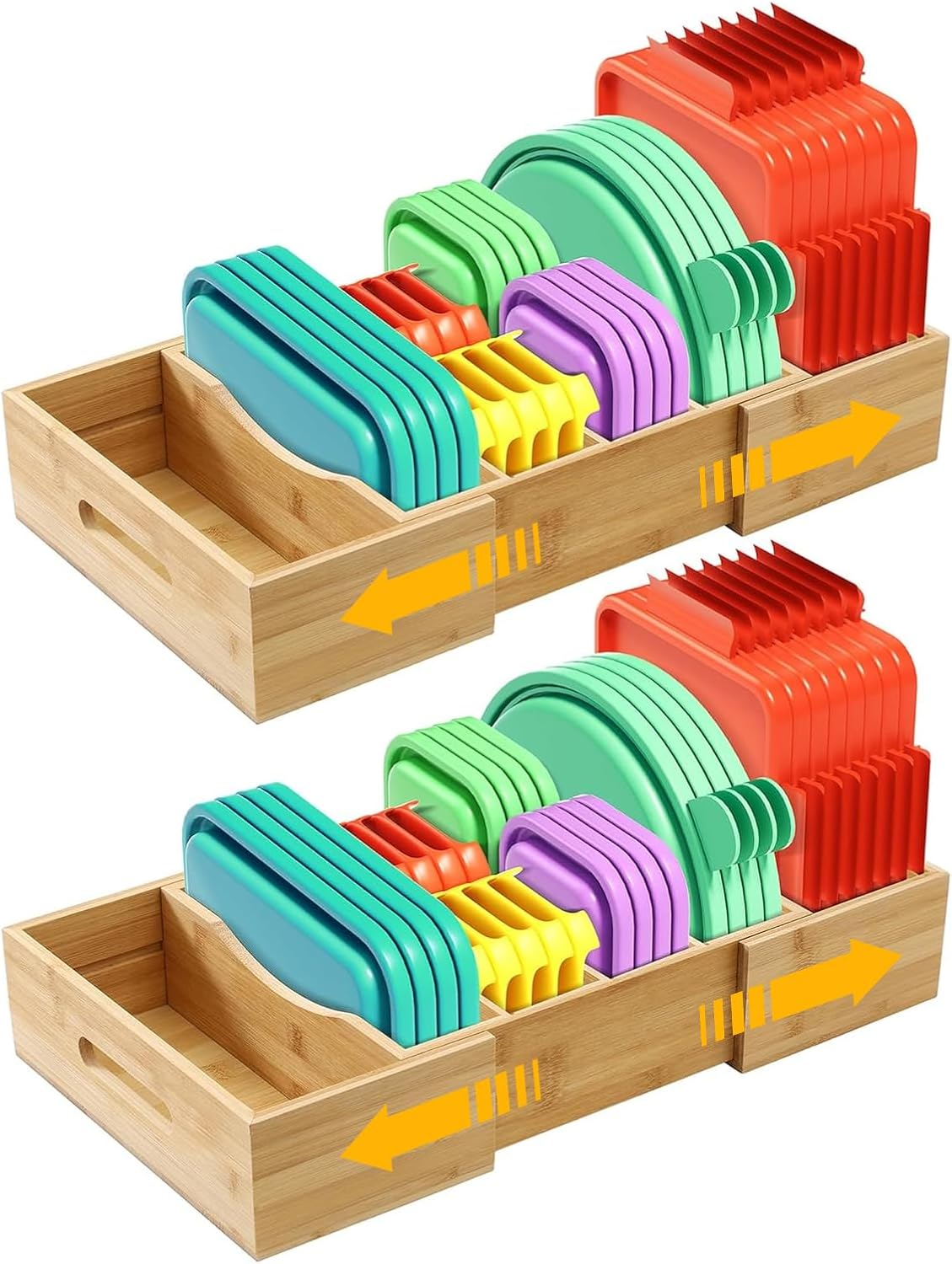 Expandable Food Container Lid Organizers for Kitchen Storage