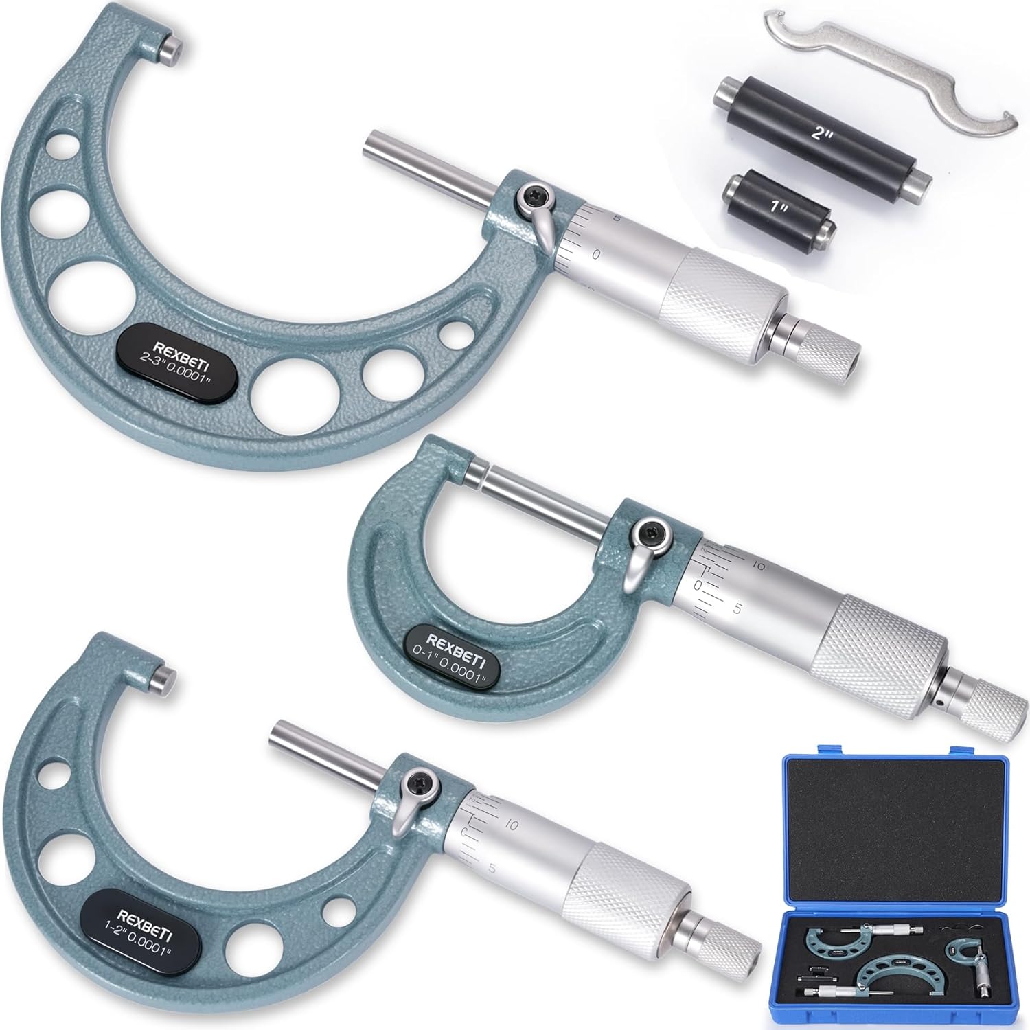 REXBETI 3Pcs Outside Micrometer Set for Precision Measurement
