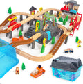 100Pcs Wooden Train Set for 3 Year Old Boys - Perfect Gift