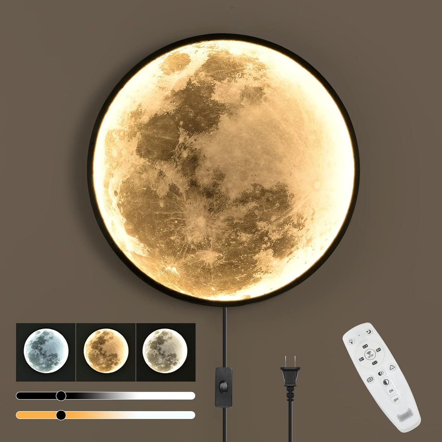 QIYIMEILUX Dimmable Moon Wall Sconce for Modern Indoor Lighting