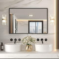 Black Rectangle Bathroom Mirror 48in x 32in - Matte Frame, Easy Mount