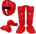 5 Pcs Red Sparring Gear Set for Boxing and Karate - Protective