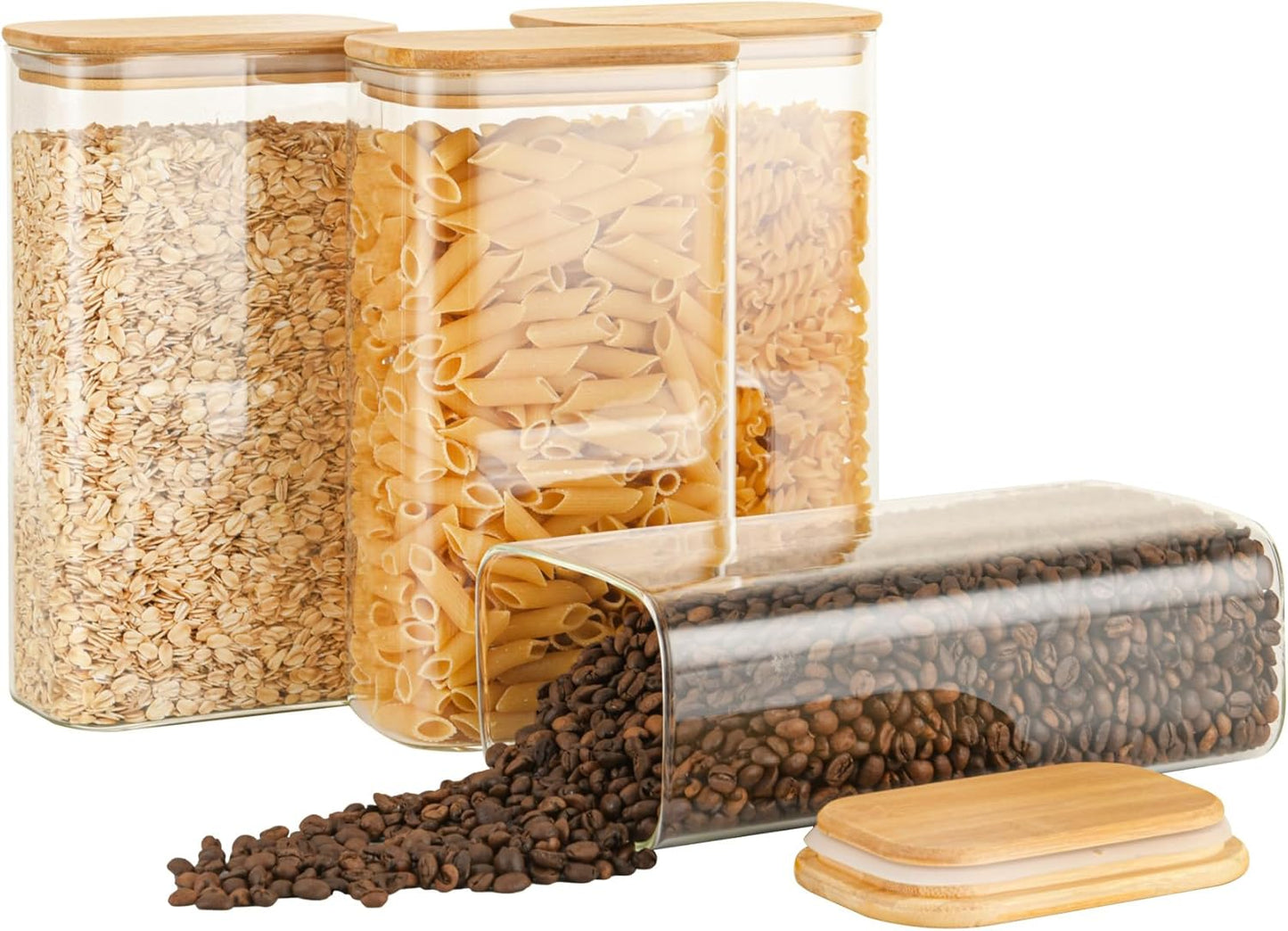 56oz Rectangle Airtight Glass Storage Containers for Food