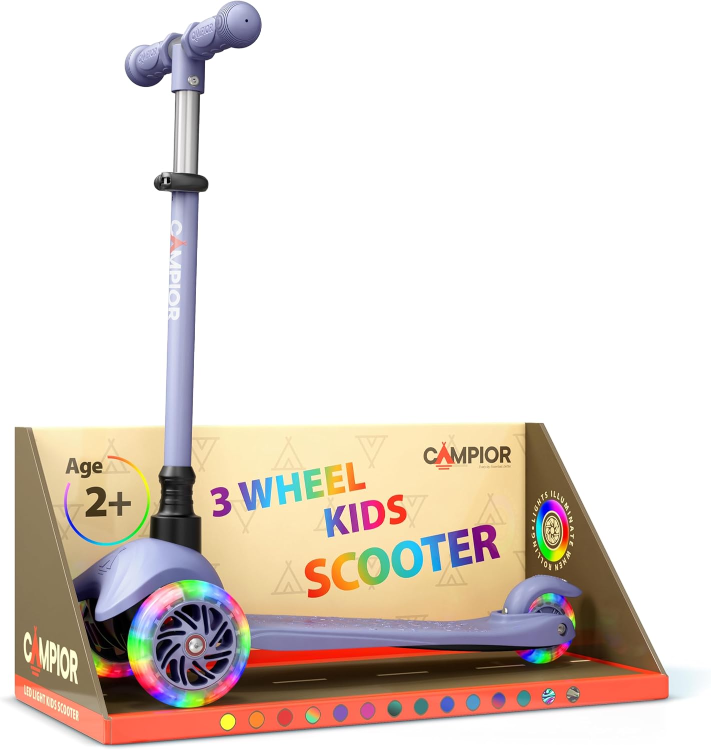 Gray Mini 3 Wheel Scooter for Kids with LED Light-Up Wheels