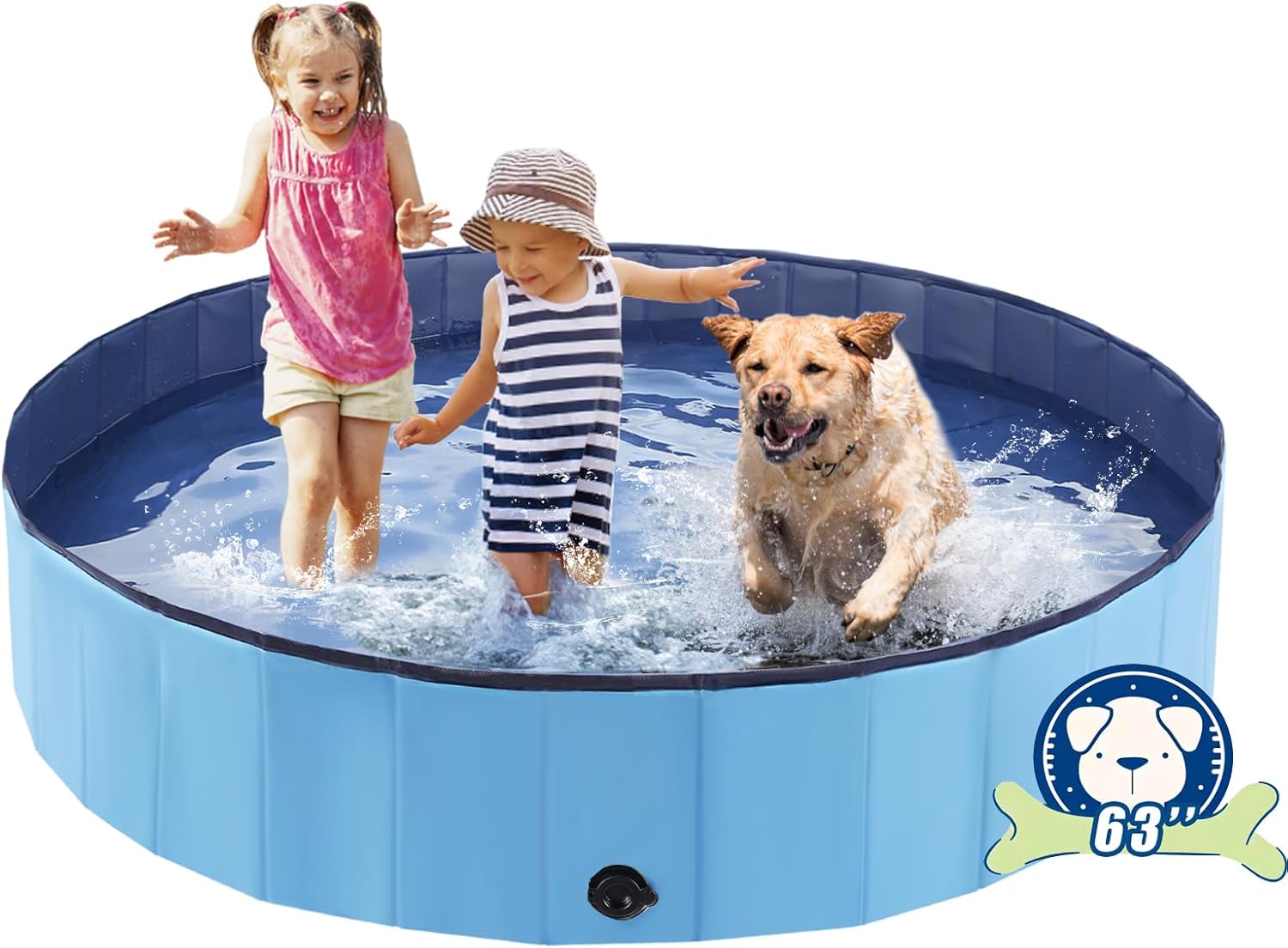 Foldable Dog Pool for Pets and Kids - Portable Bath Tub Fun