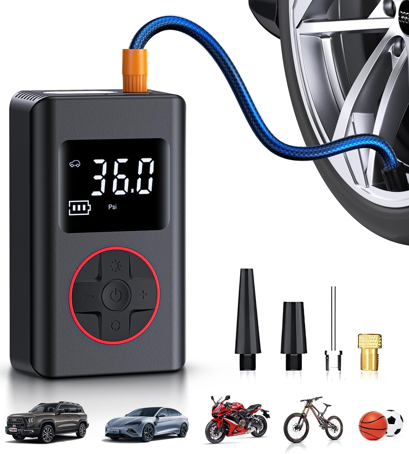 Portable 150PSI Tire Inflator with LED Light