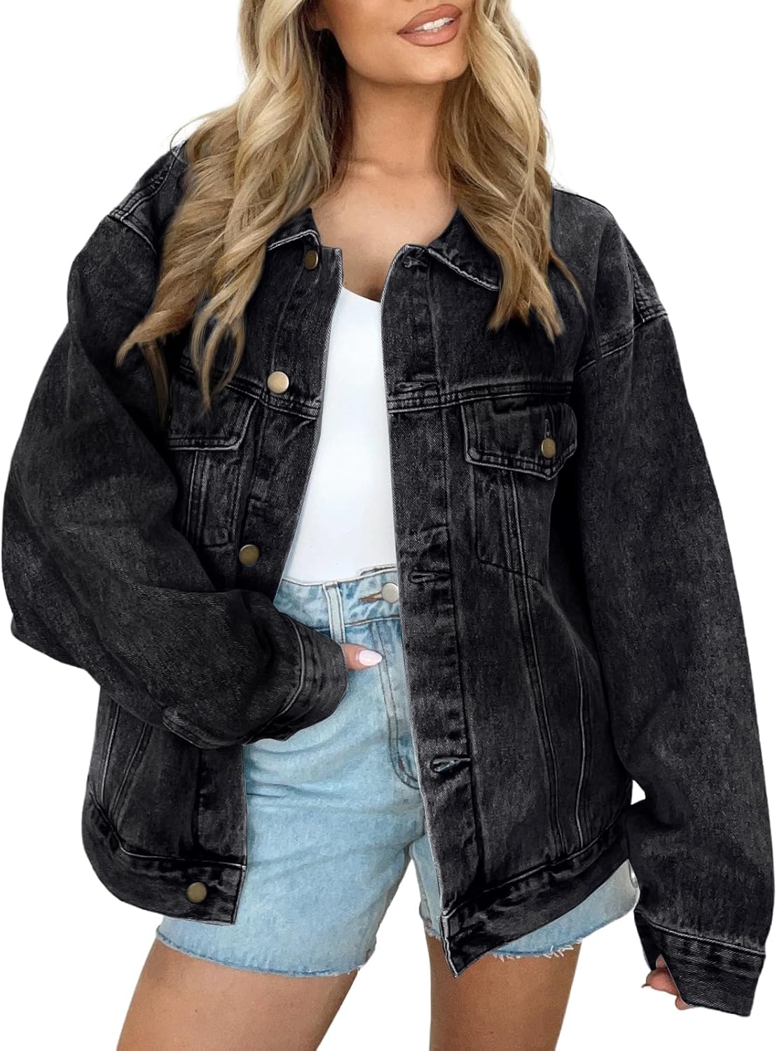 Trendy Oversized Womens Jean Jacket for Fall and Winter Fashion