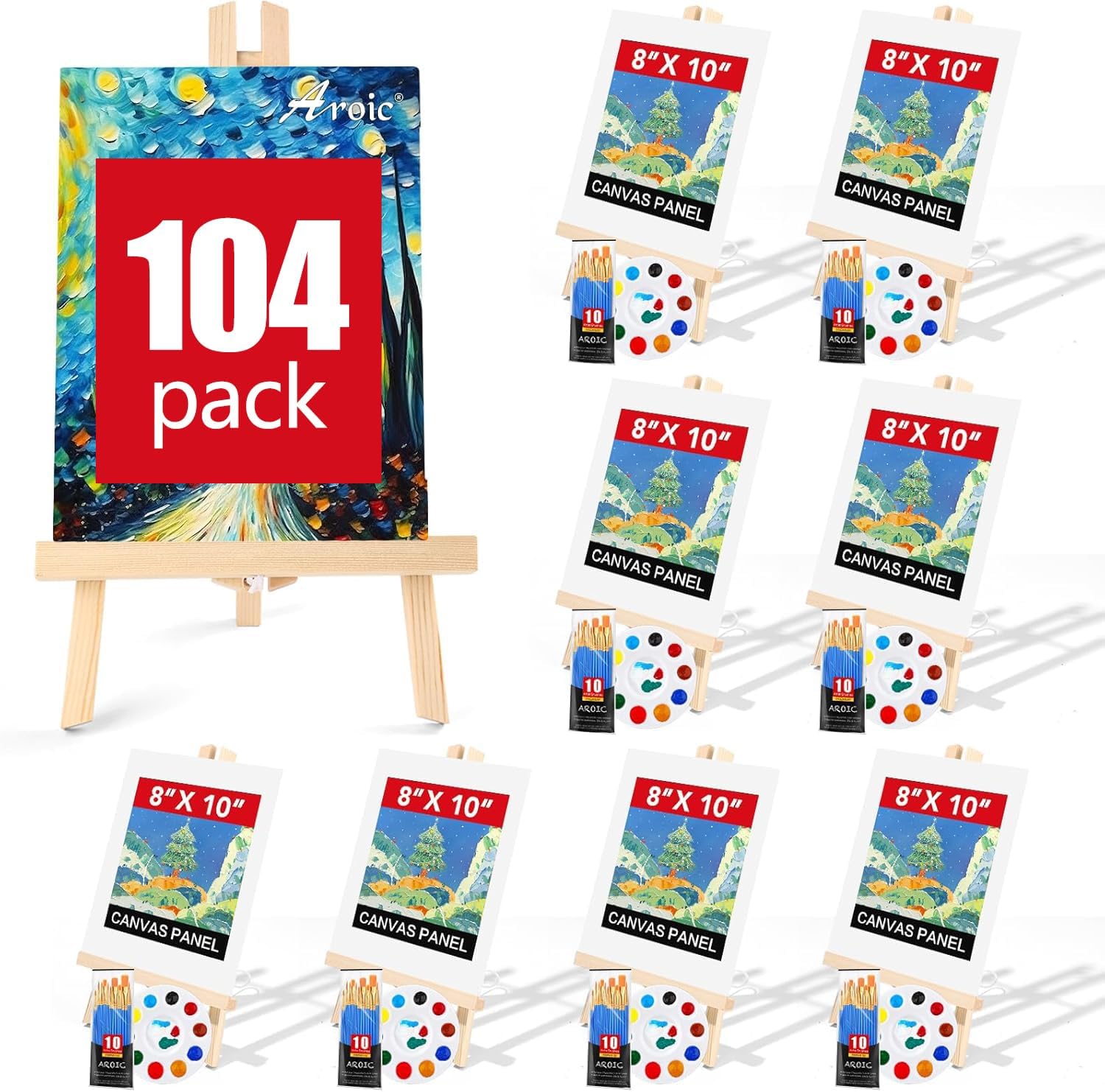 104 Pack Easel and Canvas Sets for All Ages and Skill Levels