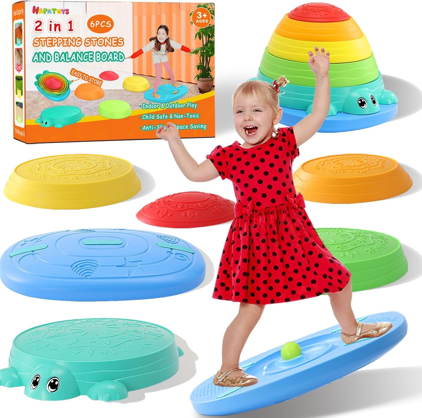 Balance Board & Stepping Stones for Kids - Fun 2-IN-1 Playset