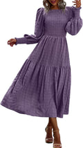 Women's Puff Sleeve Smocked Maxi Dress - Flowy Empire Waist