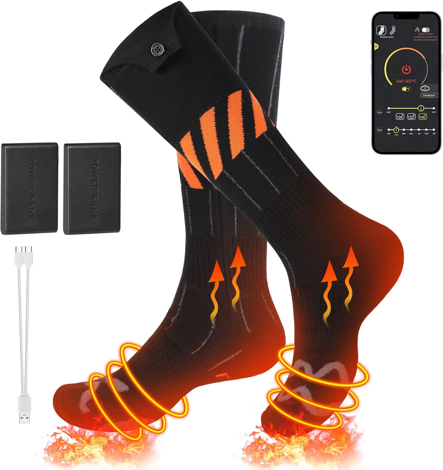RELIRELIA Heated Socks with APP Control for Winter Activities