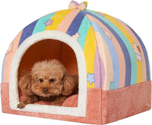 Jiupety 2-in-1 Pink Cat Bed: Cozy Cat Cave & Hideaway 