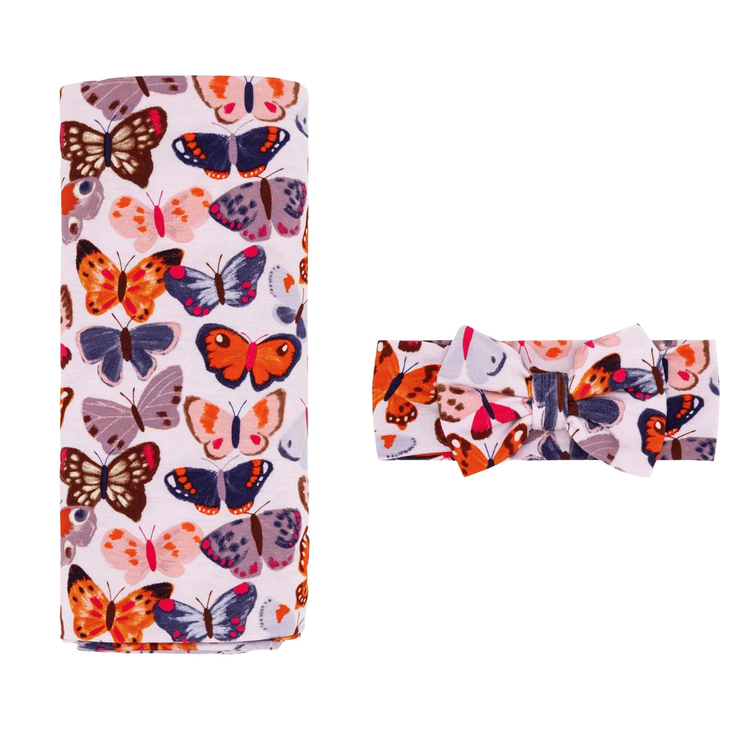 Little Sleepies Swaddle & Headband Bow Set for Newborn Girls