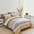KAKIJUMN Twin Stripe Comforter Set - Soft Microfiber 5-Piece