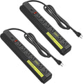 20 Amp Power Strip 6 Outlet Heavy Duty Surge Protector - 2 Pack