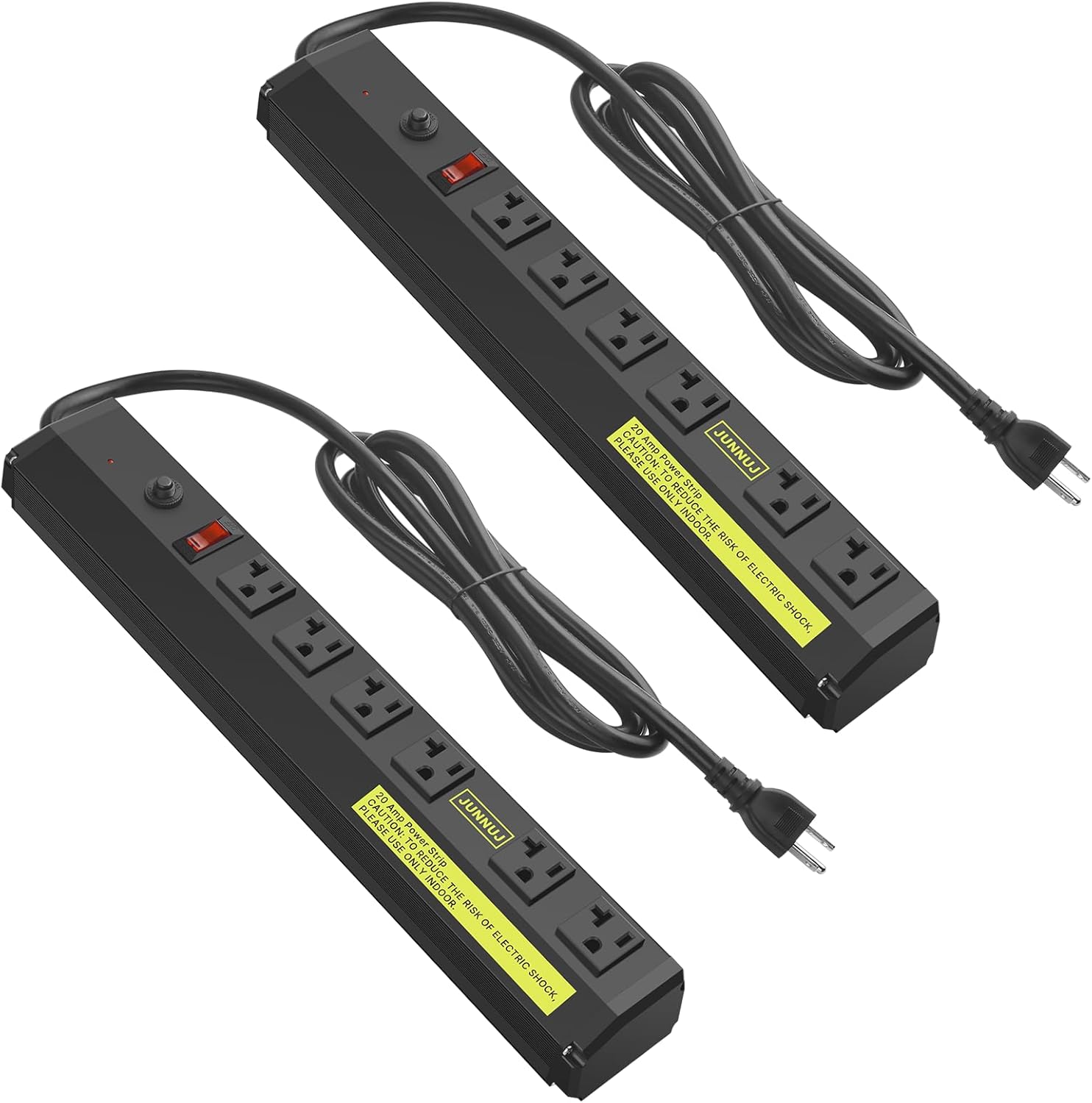JUNNUJ Heavy Duty 20 Amp Power Strip with 6 Outlets for Garage