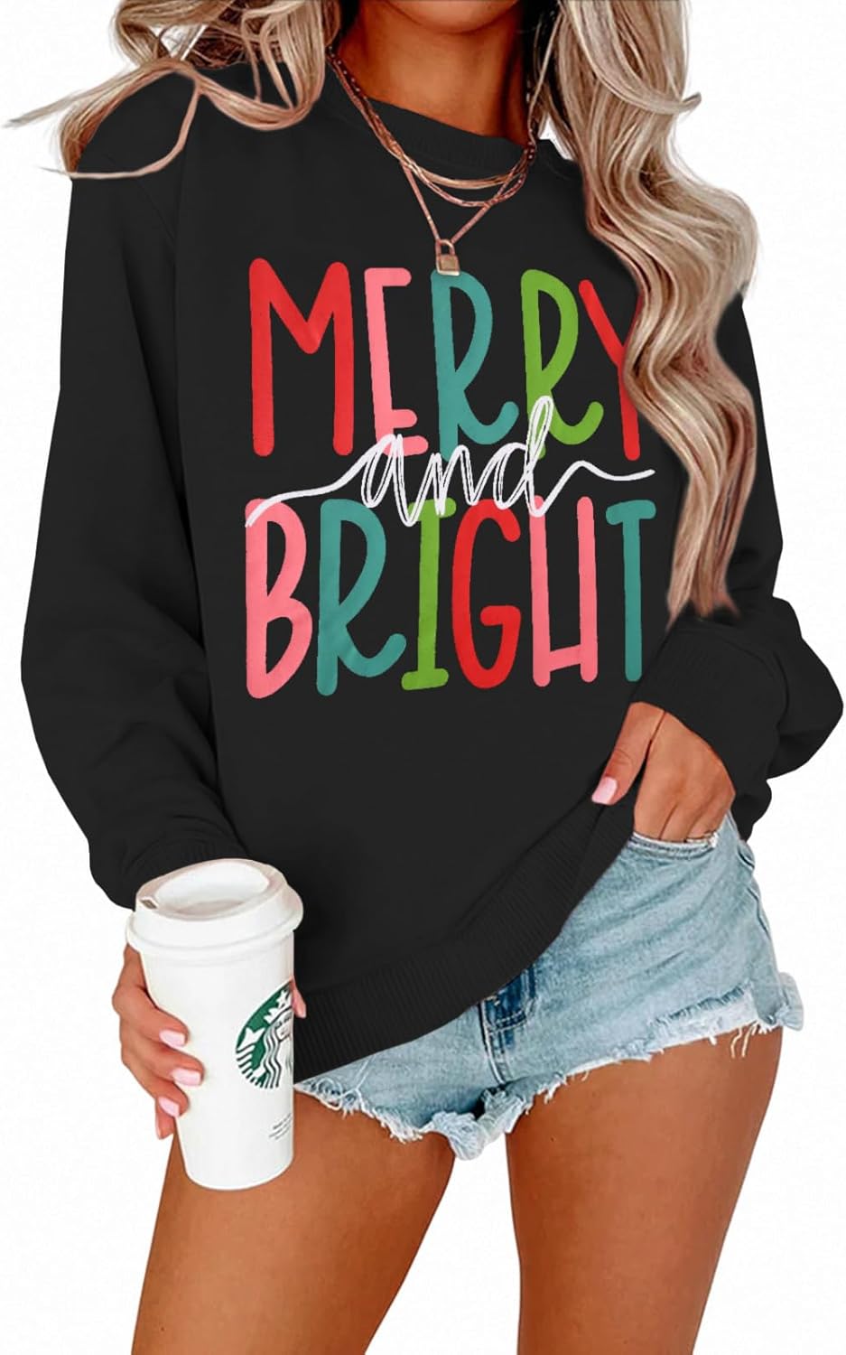 Merry & Bright Oversized Christmas Sweatshirt by IZYJOY