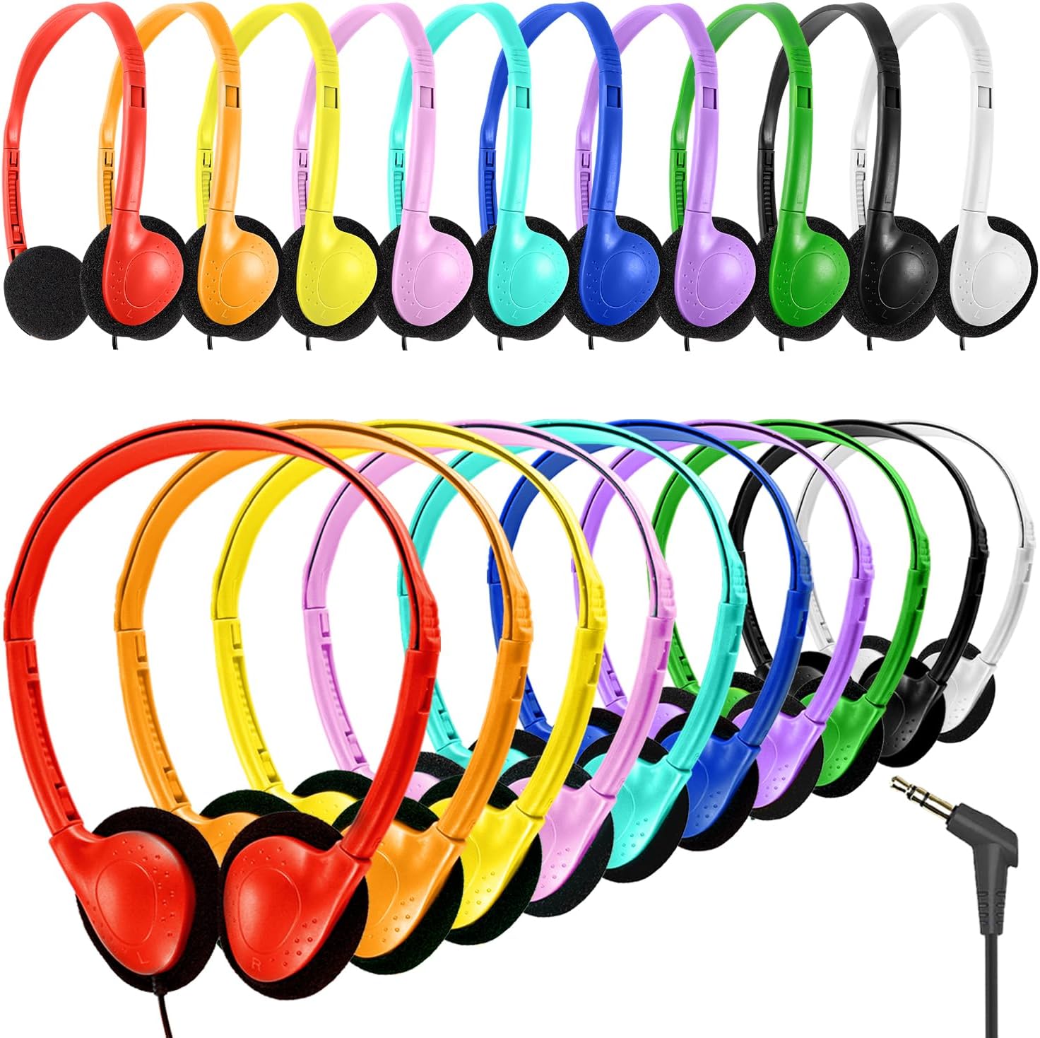 20 Pack Classroom Headphones for Kids - Durable Wired Set