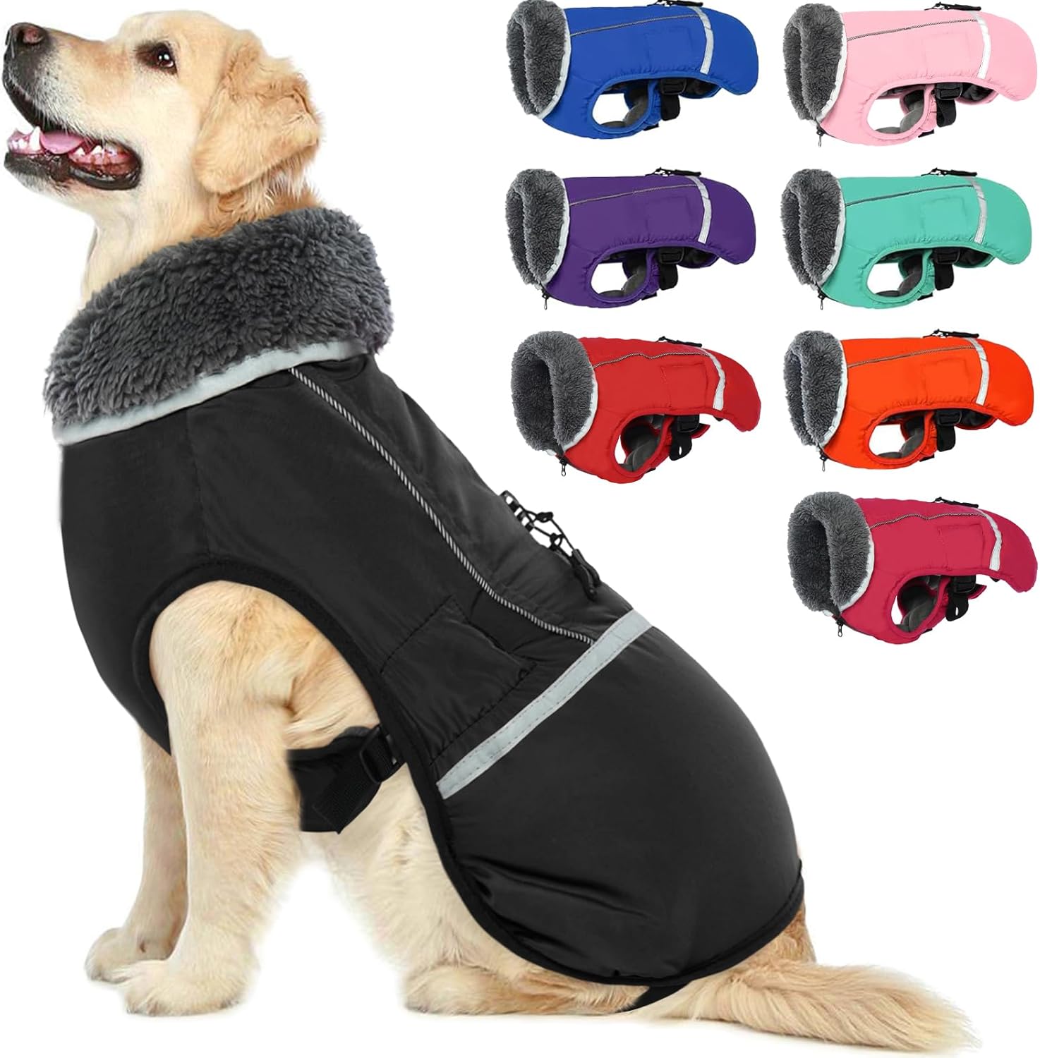 QBLEEV Warm Dog Coat Reflective Waterproof Jacket for Cold Weather