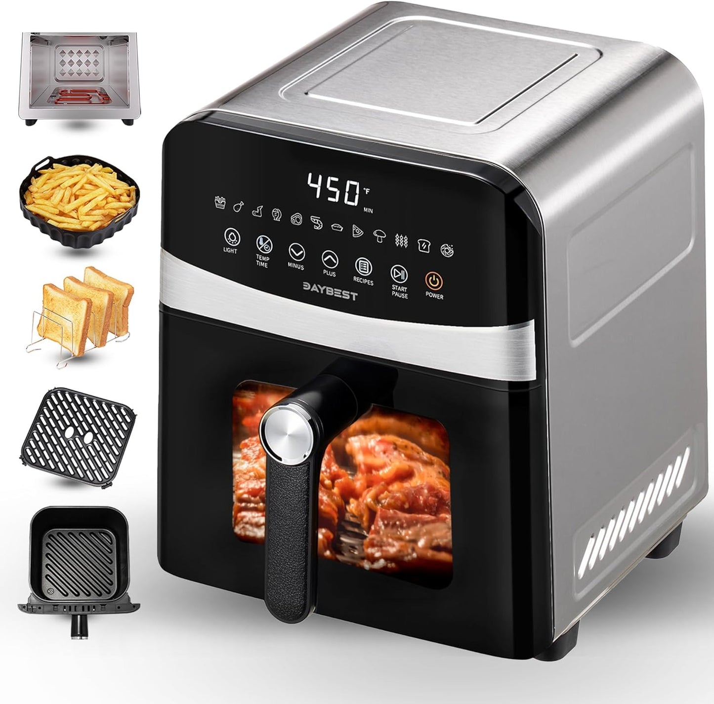 Daybest 6QT Air Fryer: 12 Presets, 1700W Power