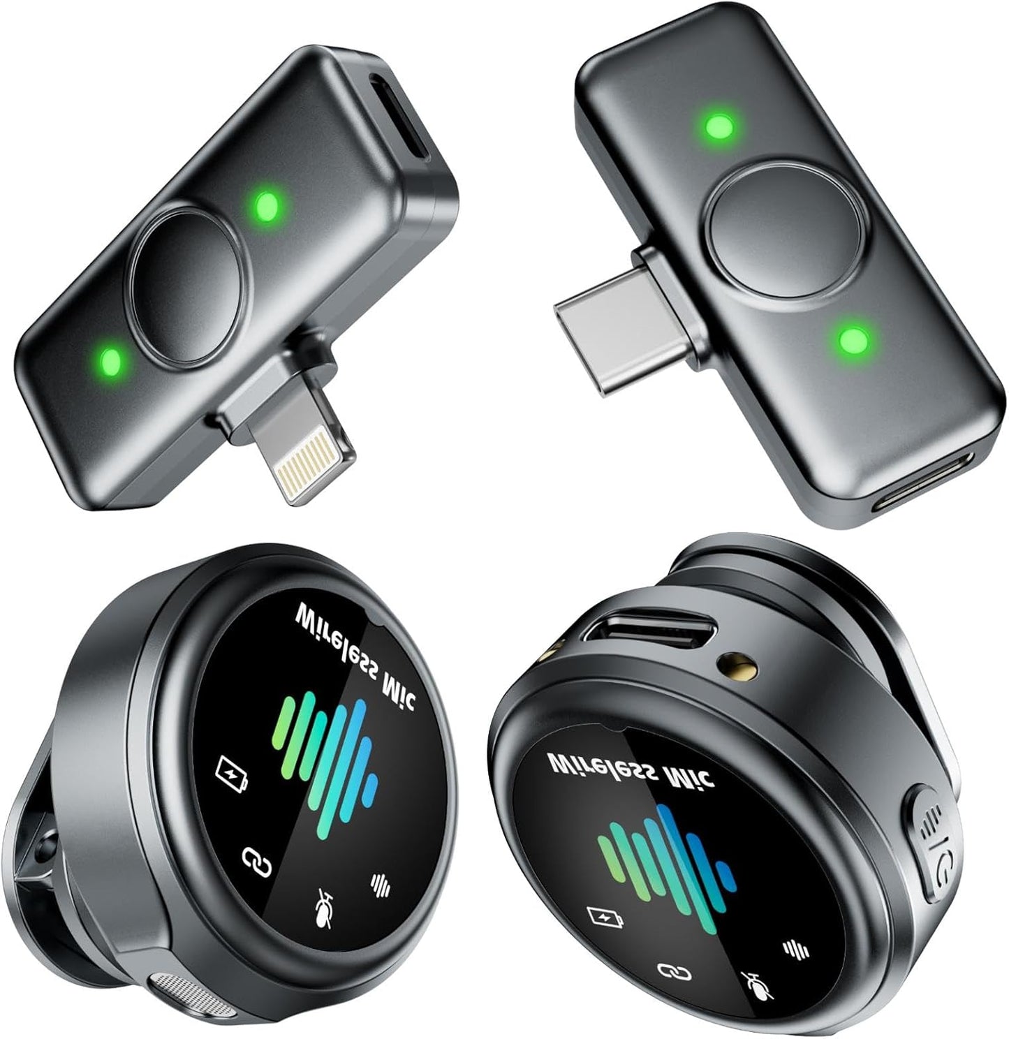 3-in-1 Wireless Lavalier Microphone for iPhone, iPad, Android