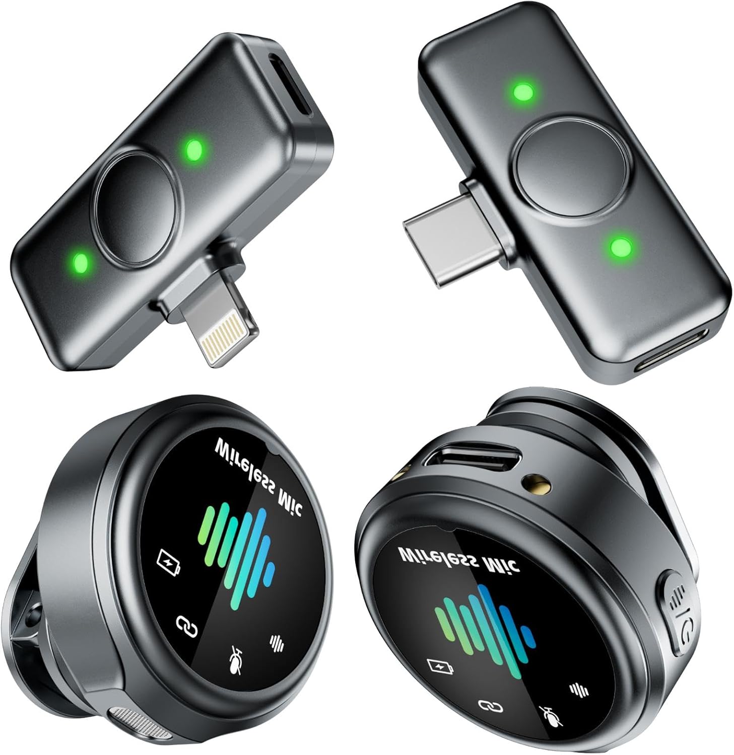 3-in-1 Wireless Lavalier Microphone for iPhone, iPad, Android