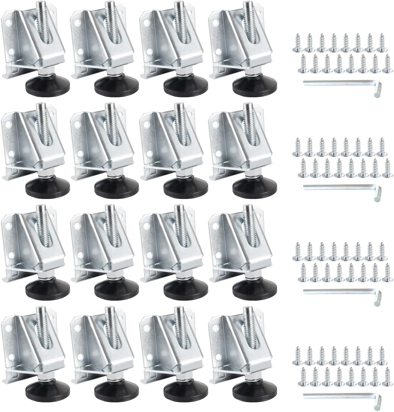 POWERTEC Adjustable Heavy Duty Furniture Leg Levelers 16PK