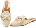 Rilista Mules for Women Faux Suede Slip-On Pointed Flats