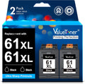 Valuetoner Ink Cartridges Replacement for HP 61XL Black - 2 Pack