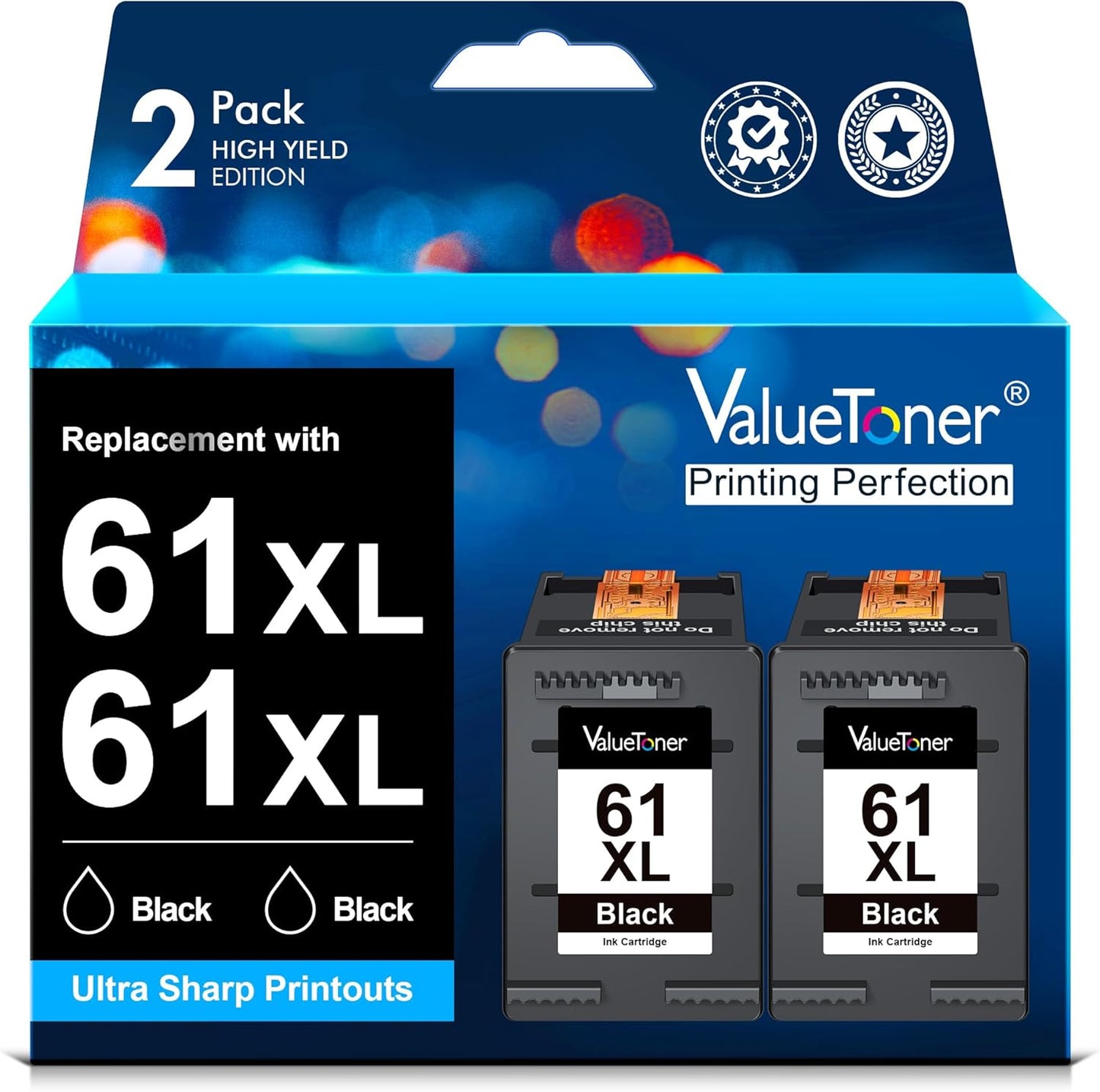 Valuetoner Ink Cartridges Replacement for HP 61XL - 2 Pack
