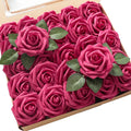 Real Looking Fuchsia Foam Fake Roses for DIY Floral Arrangements