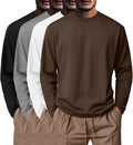 Mens Big and Tall Long Sleeve Crewneck Shirts 4 Pack - Comfortable