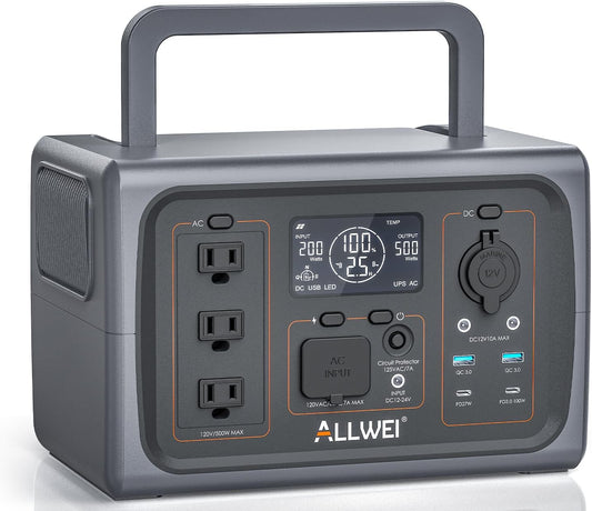 ALLWEI 500W Portable Power Station: Fast Charging, UPS Function