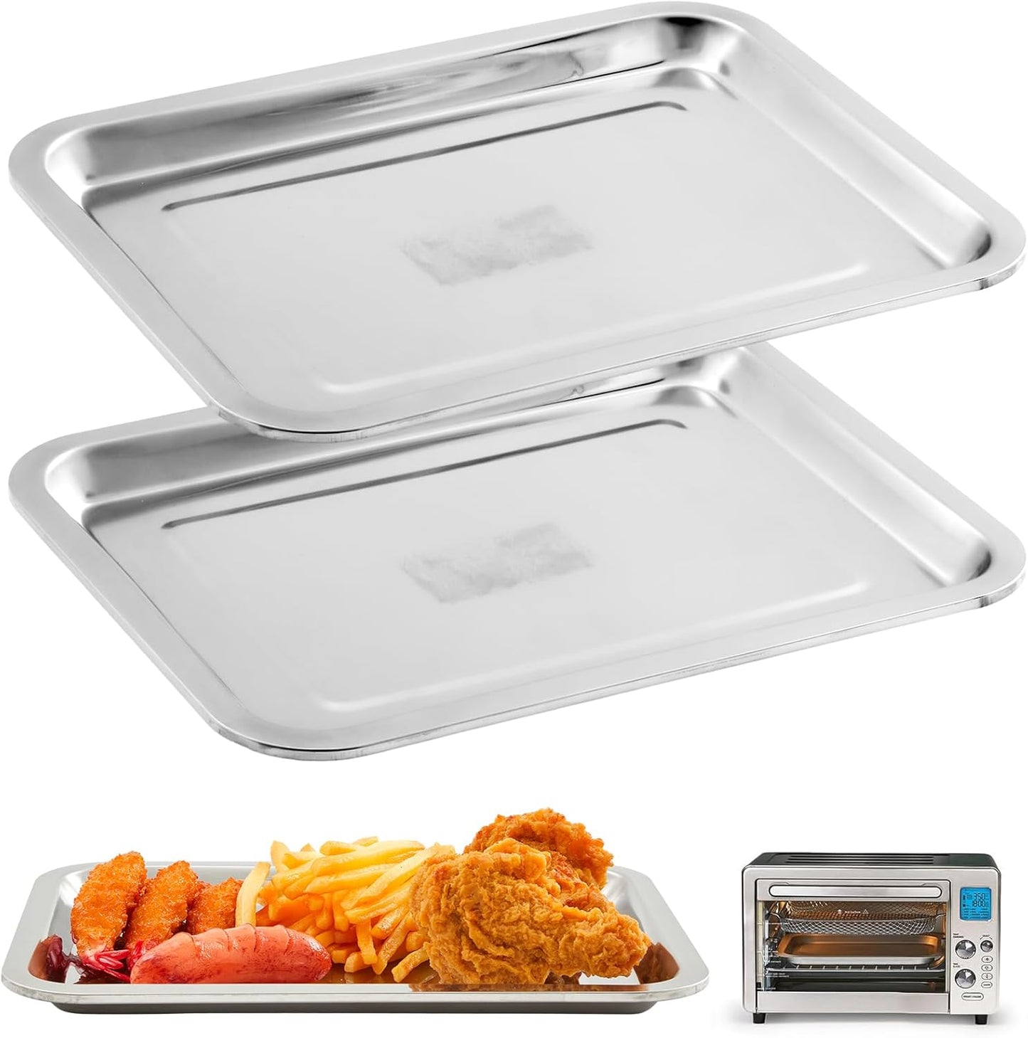 Stainless Steel Air Fryer Grill Pan 2 Pcs Set, Compatible with Emeril Lagasse Everyday 360, Funnymoom