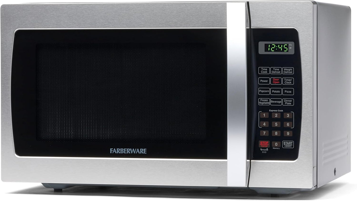 Farberware 1000W Microwave - LED Lighting, Child Lock - Ideal for Small Spaces