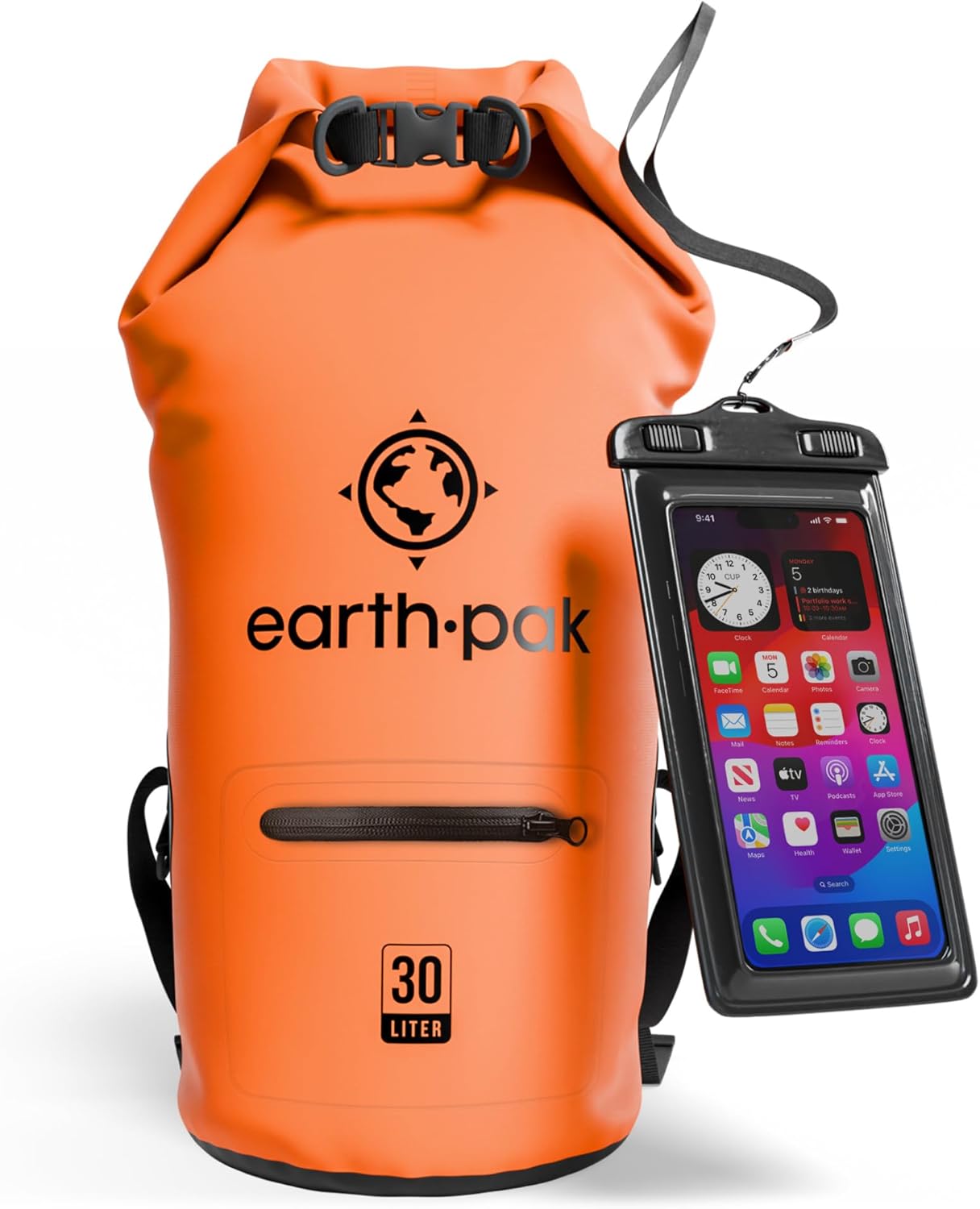 Earth Pak Waterproof Dry Bag with Zippered Pocket for Gear