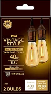 GE Lighting Vintage Style LED Light Bulbs for Warm Candle Light