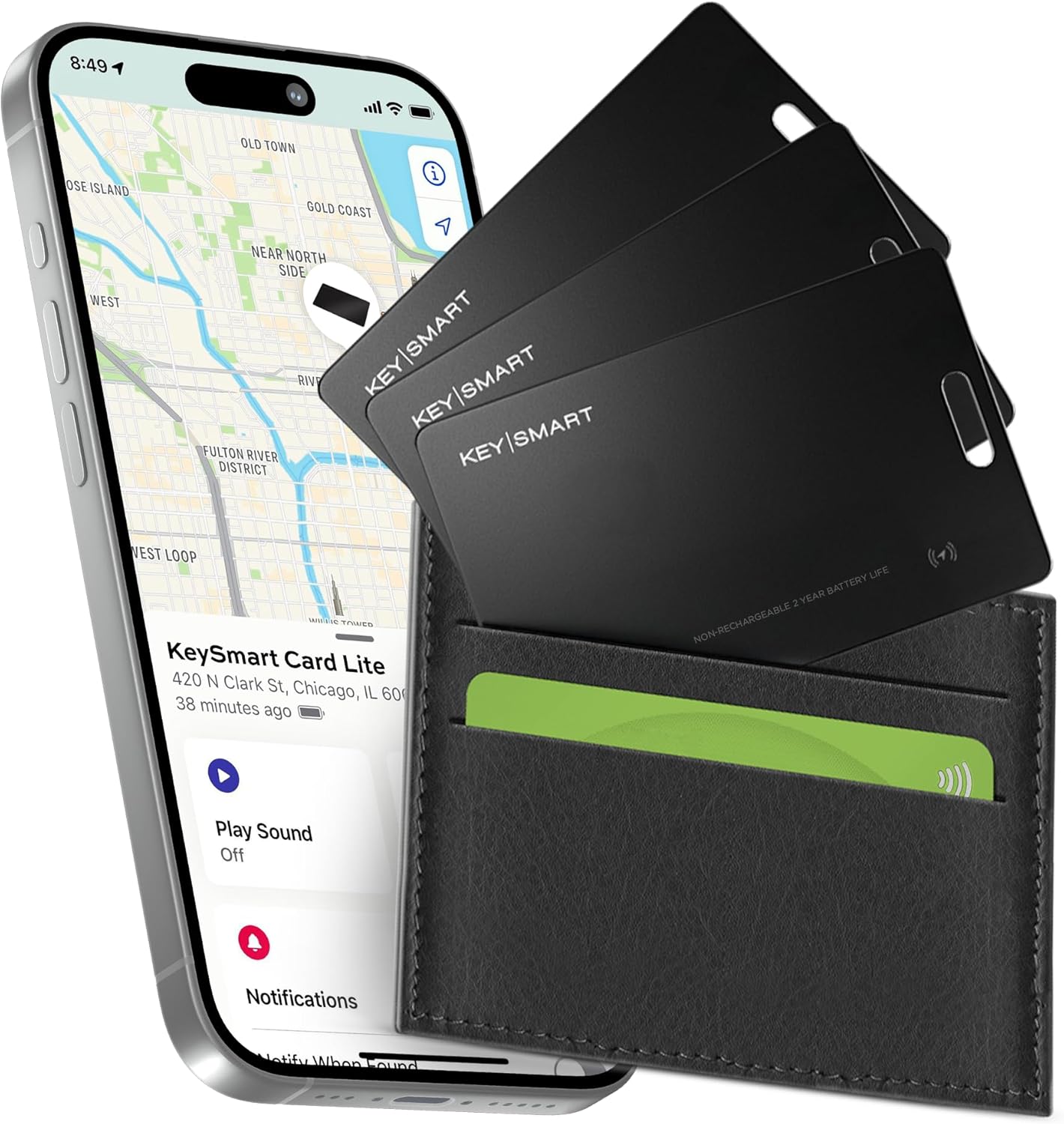 KeySmart SmartCard Lite Wallet Tracker Card for Apple Find My