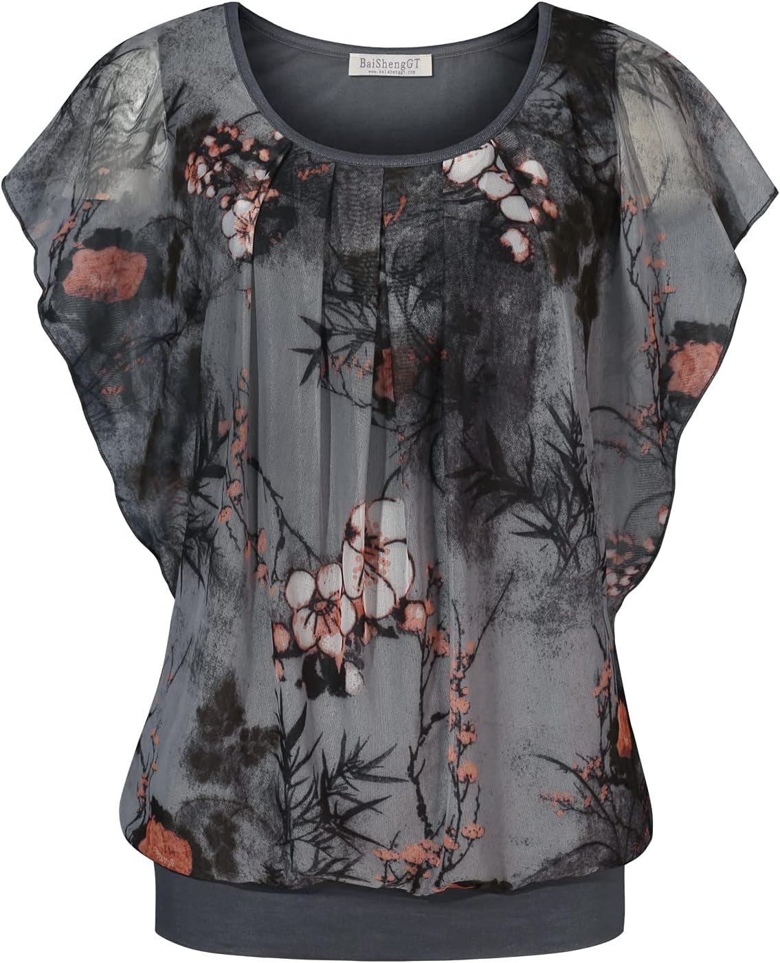BAISHENGGT Womens Summer Tops Flutter Short Sleeve Blouses