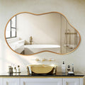 Bathroom Mirror Gold Irregular Wall Mirror 26x46 in - Statement Vanity