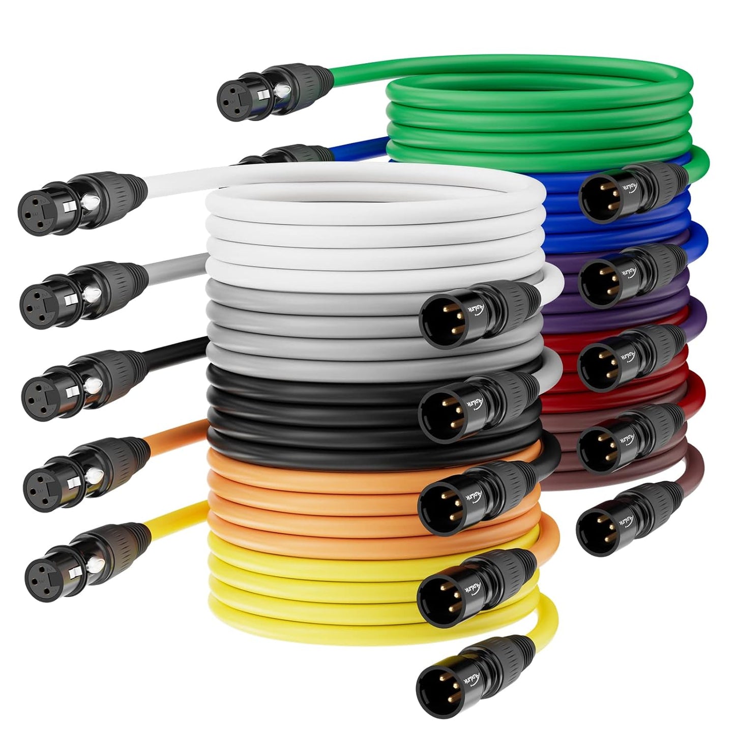 XLR Cables 6ft 10 Pack for Microphones and Recording Studios