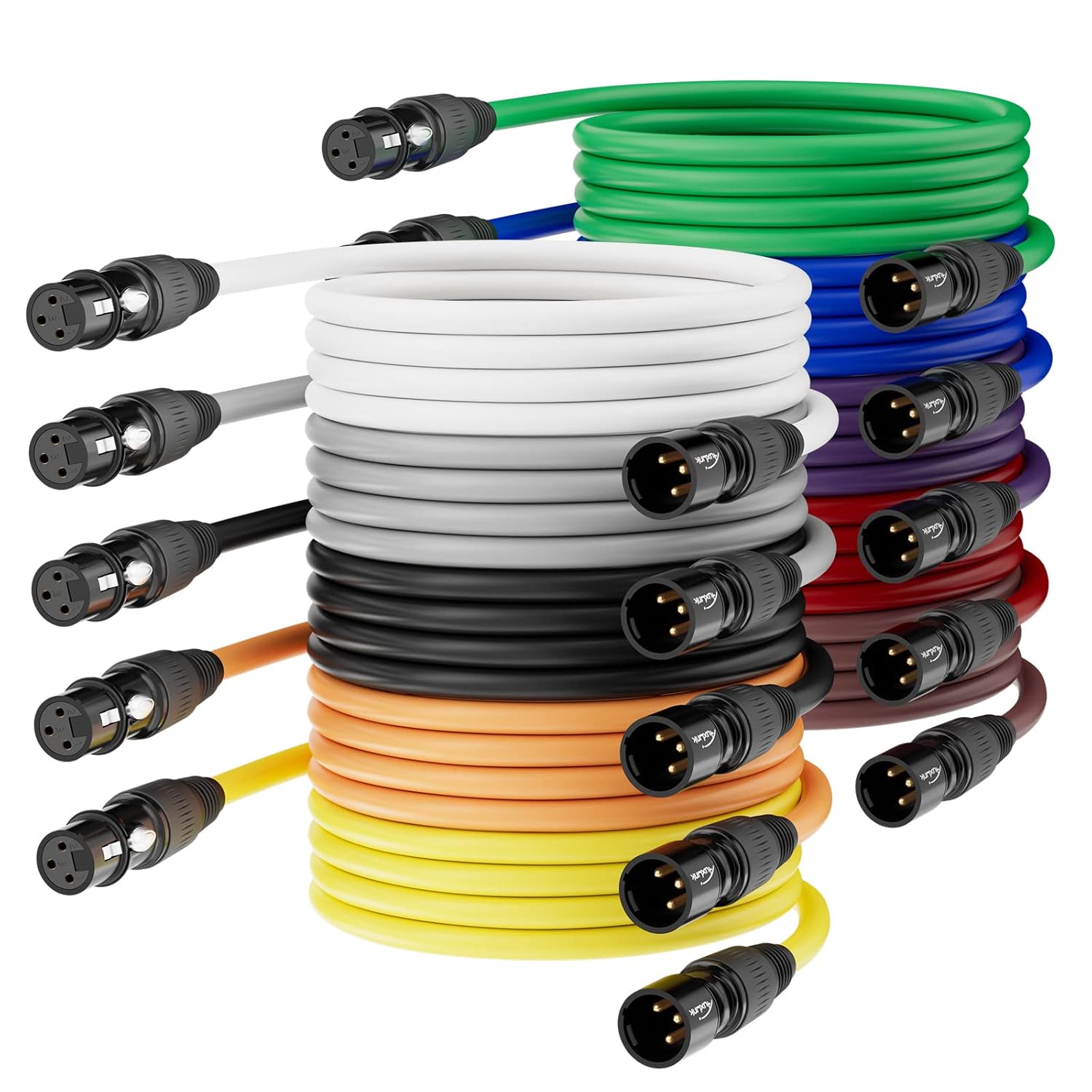 XLR Cables 6ft 10 Pack for Microphones and Recording Studios