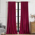 PRIMROSE Red Velvet Curtains 108 in Panels - Blackout Thermal Drapes