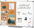 Half Corkboard and Magnetic Whiteboard Combo 36x24 in - Dual Surface